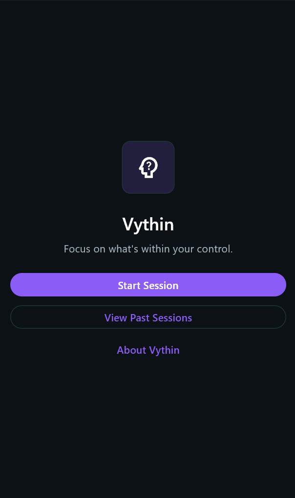 Vythin home screen